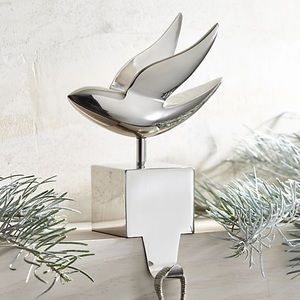 Crate & Barrel | Silver Dove Stocking Holder